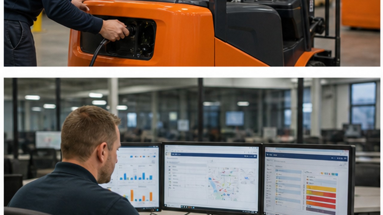Related Electric Forklift 2 bright operating scene