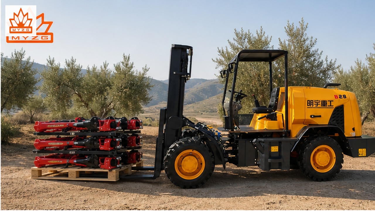 B43R rear-pivot rough-terrain forklift in a customer application scene