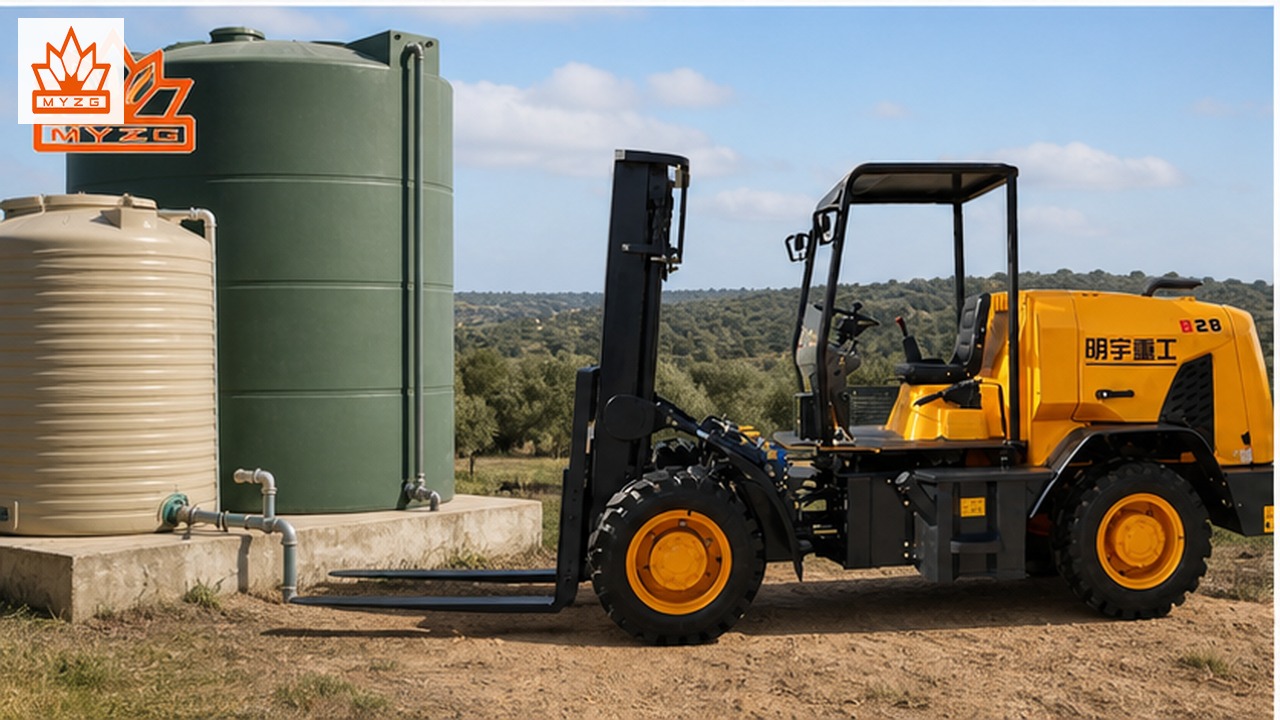 B43R rear-pivot rough-terrain forklift selection and industry scene