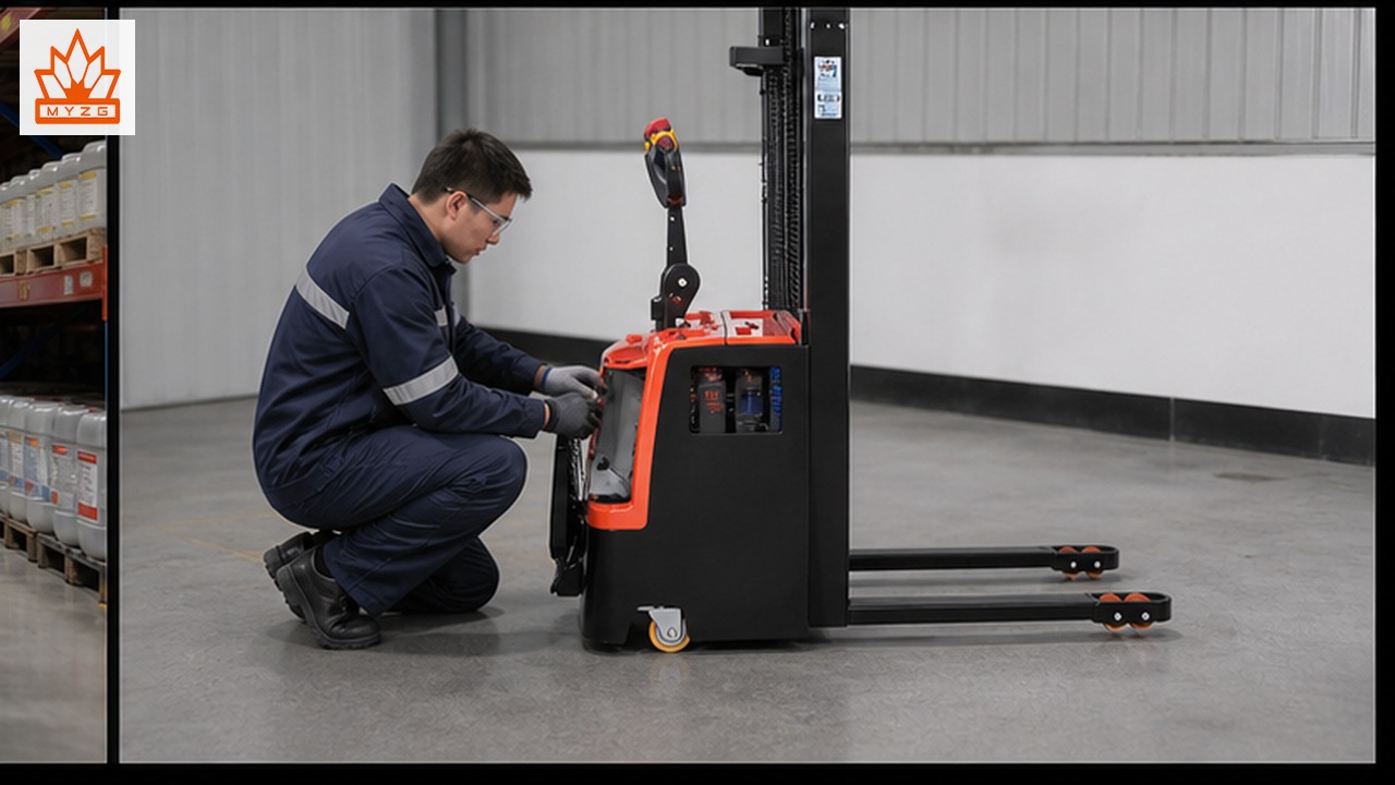 CDD80-R electric pallet stacker dealer service and maintenance scene
