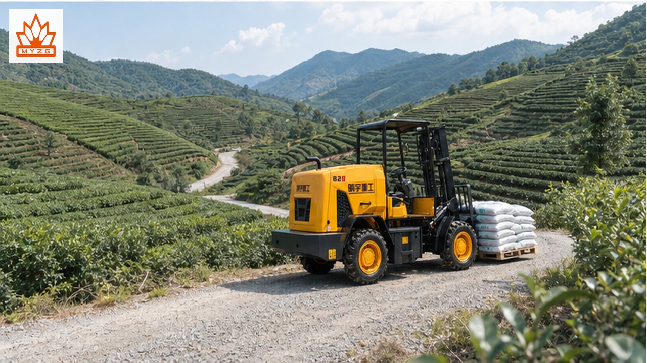 B44R rear-pivot rough-terrain forklift selection and industry scene