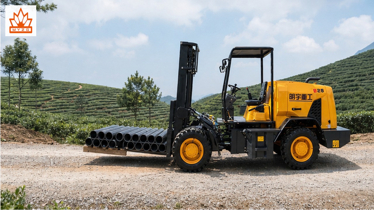 B44R rear-pivot rough-terrain forklift in a customer application scene