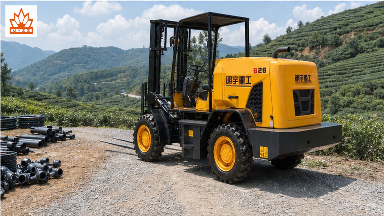 B44R rear-pivot rough-terrain forklift dealer service and maintenance scene