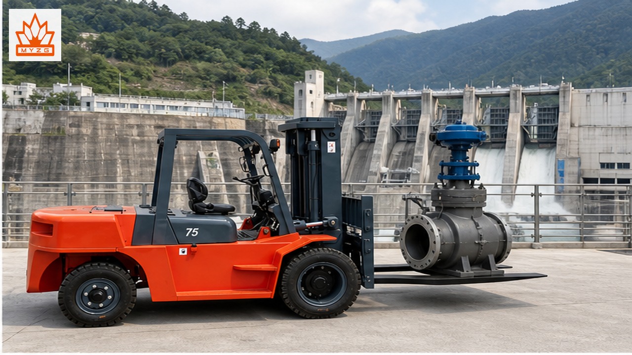 CPC190-X heavy-duty diesel forklift in a customer application scene