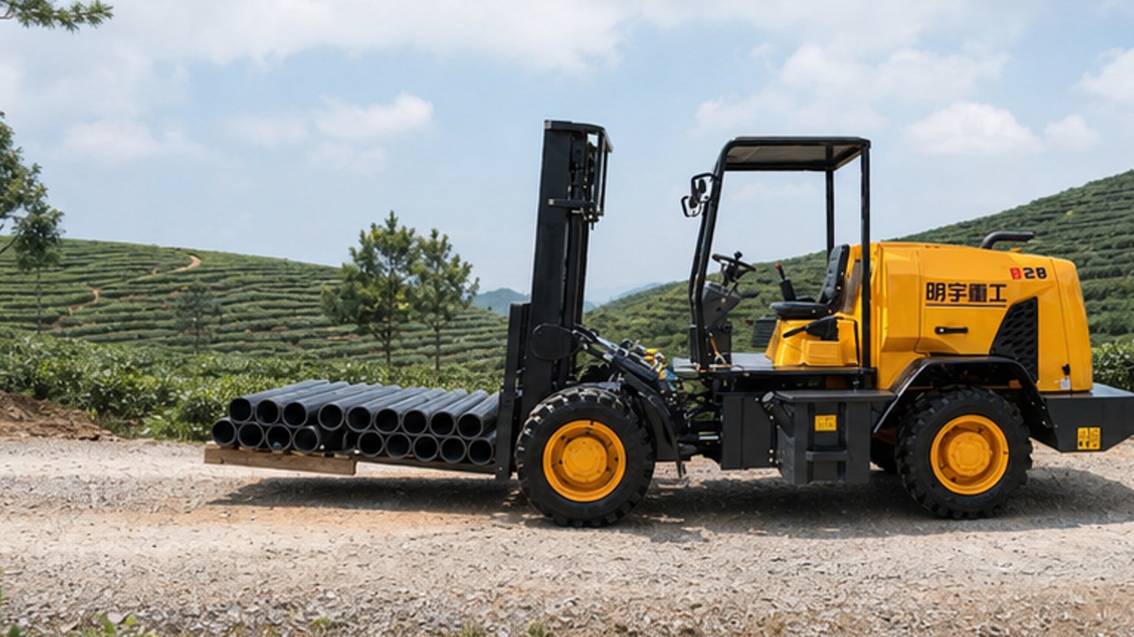 Related Rear-pivot Rough Terrain Forklift 1 bright operating scene