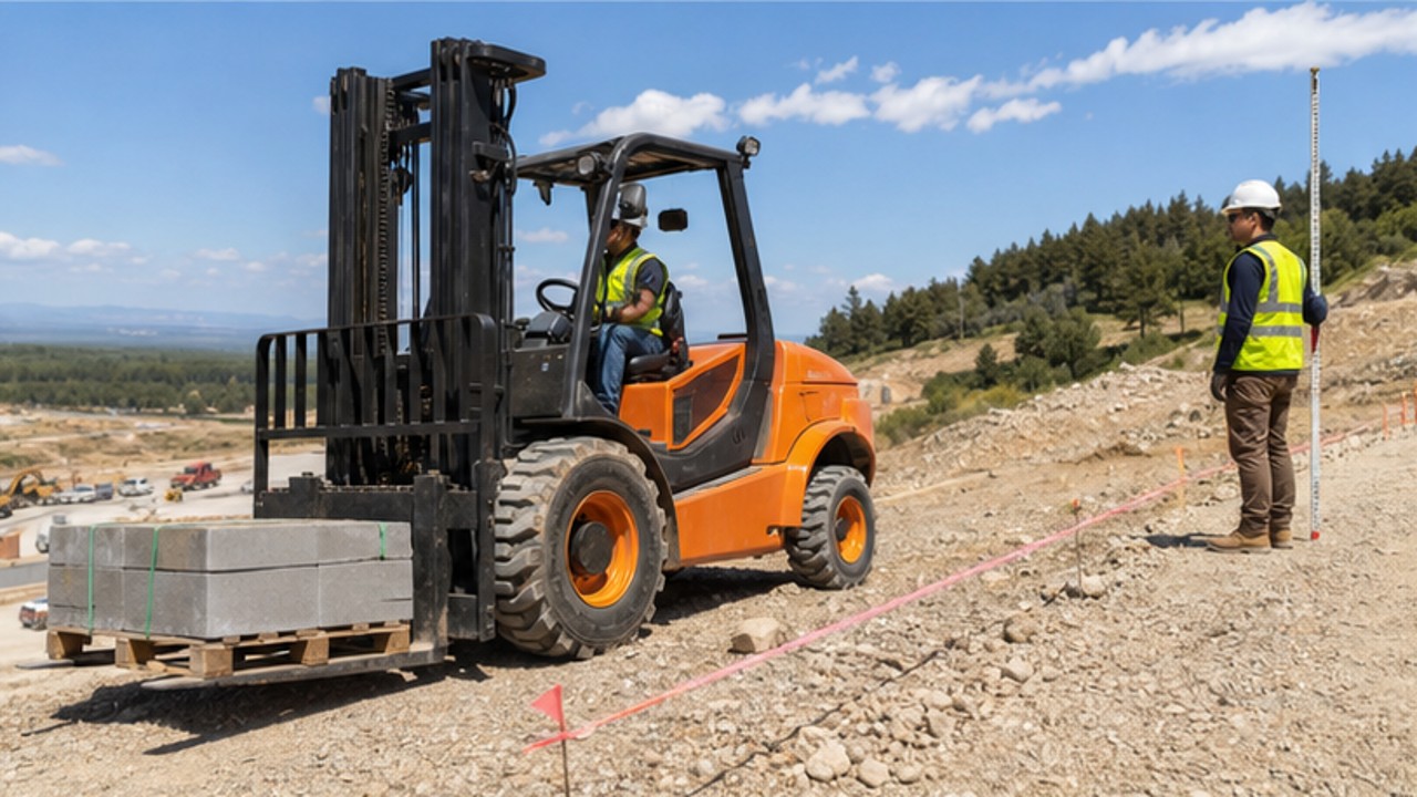 Related Rear-pivot Rough Terrain Forklift 1 bright operating scene