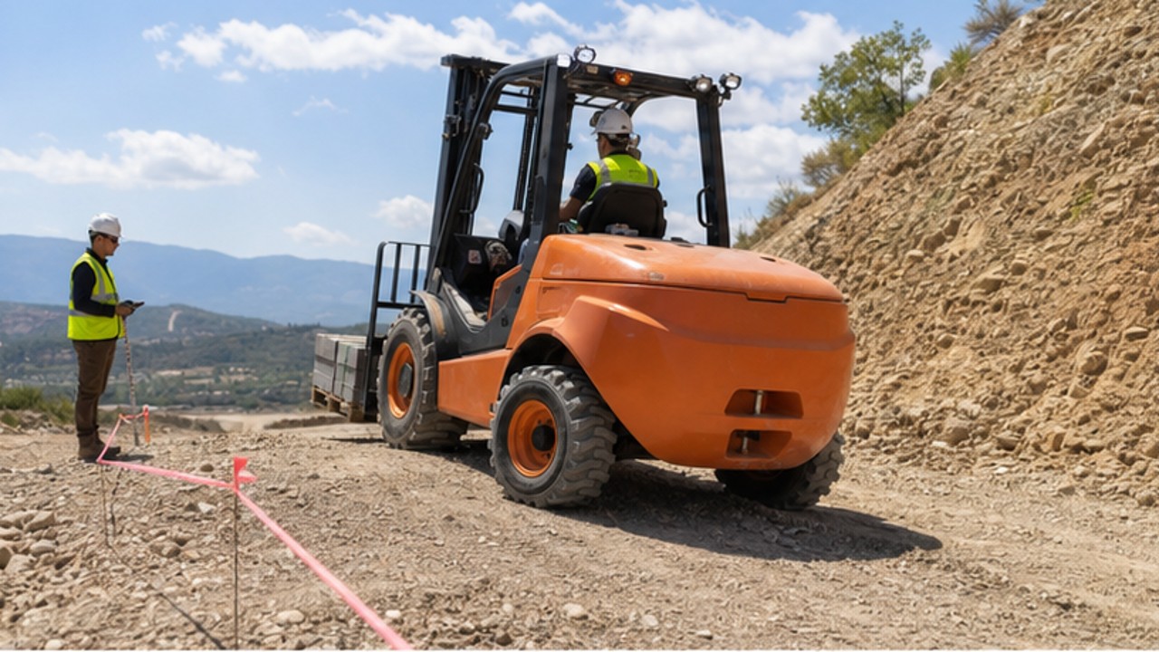 Related Rear-pivot Rough Terrain Forklift 2 bright operating scene