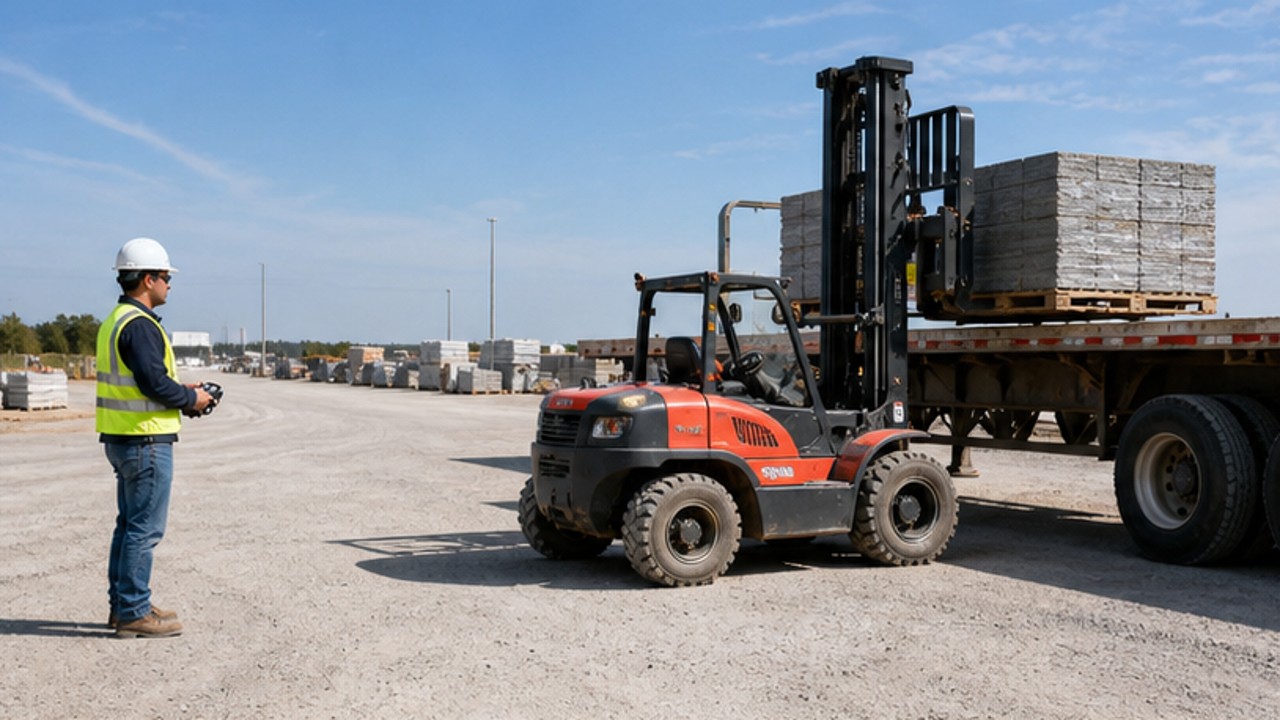 Related Remote Control Rough Terrain Forklift 1 bright operating scene