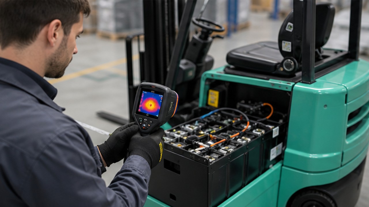 Related Electric Forklift 2 bright operating scene