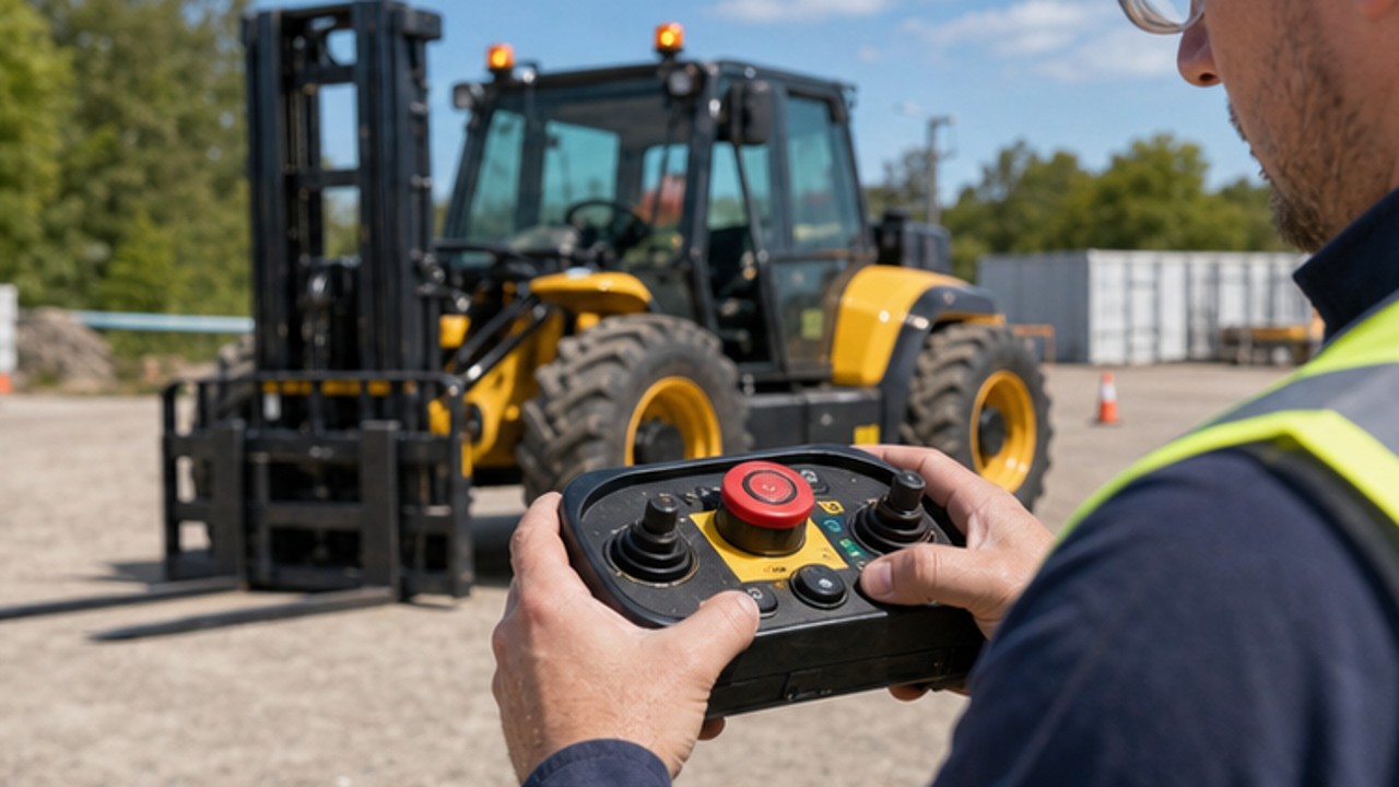 Related Remote Control Rough Terrain Forklift 1 bright operating scene