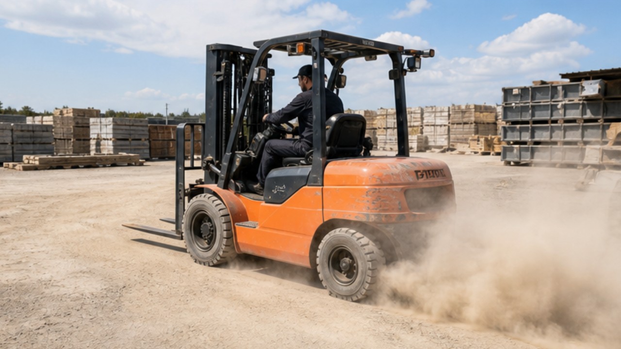 Related Electric Forklift 1 bright operating scene