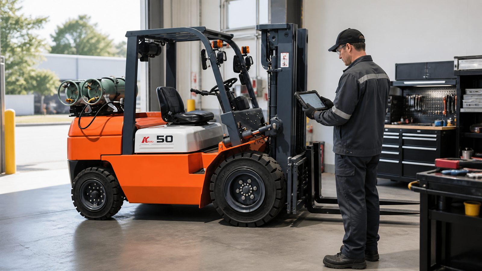 Telematics and preventive maintenance inspection for a 2T LPG forklift