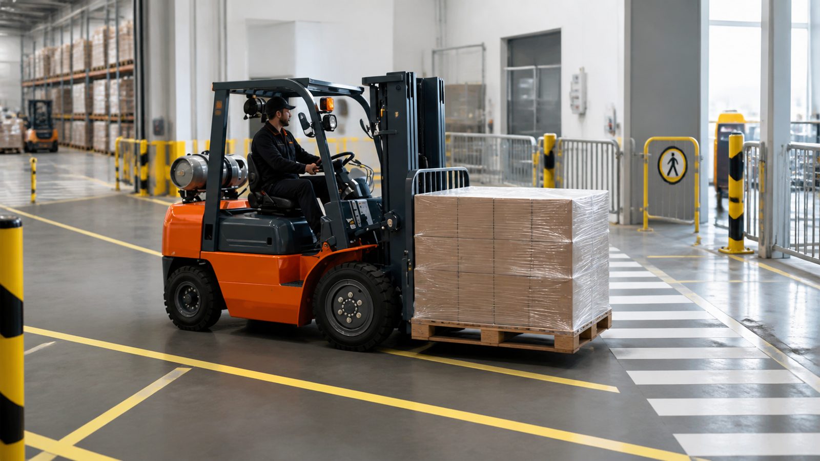 3T LPG forklift operating in a redesigned separated traffic zone