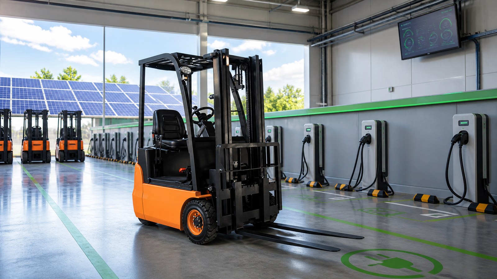 ZGFORKLIFT electric forklift in a smart charging facility
