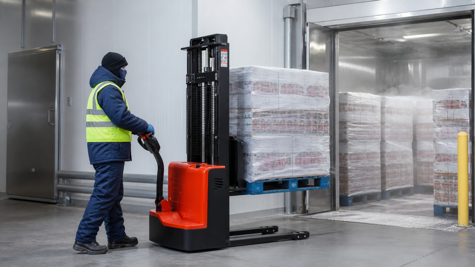 CDDG electric pallet stacker in a realistic operating scene