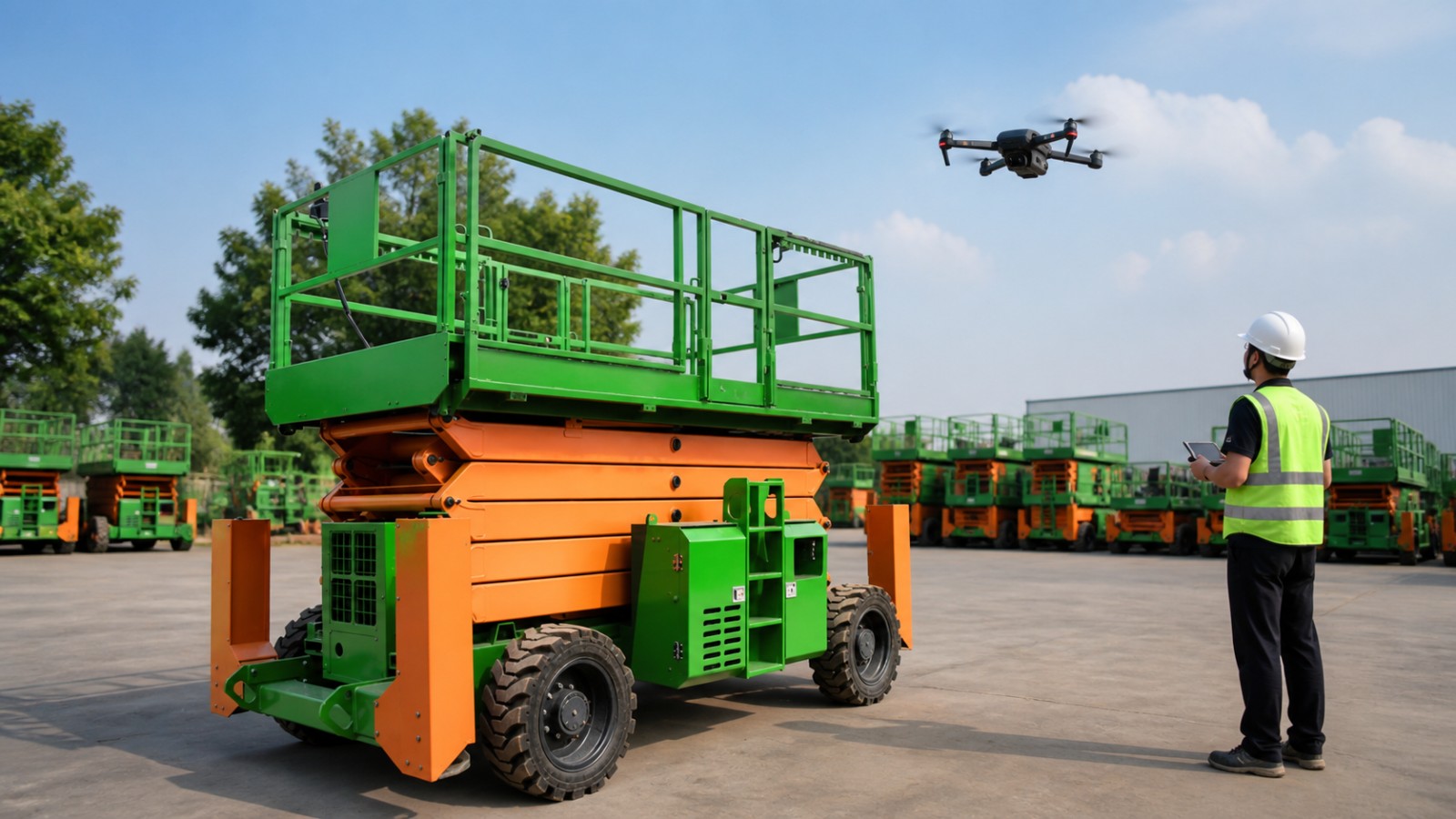 ZG fixed scissor lift platform in a realistic operating scene