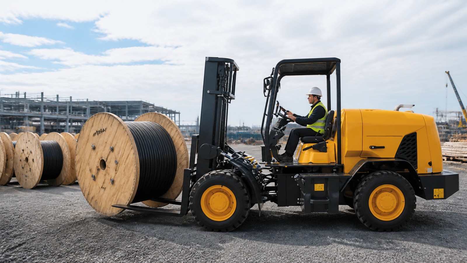 CPC35SY off-road forklift in a realistic operating scene