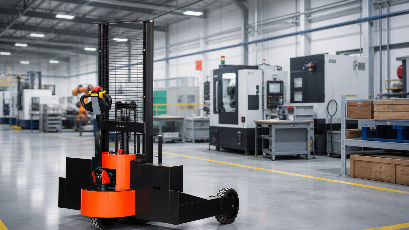 MYCPDB counterbalanced stacker in a realistic operating scene
