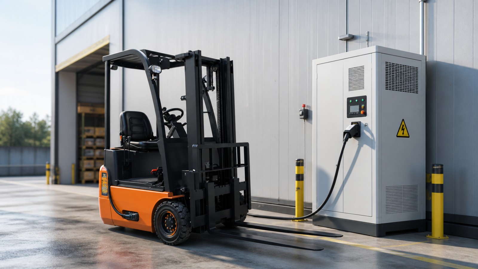 CPD25B electric forklift in a realistic operating scene