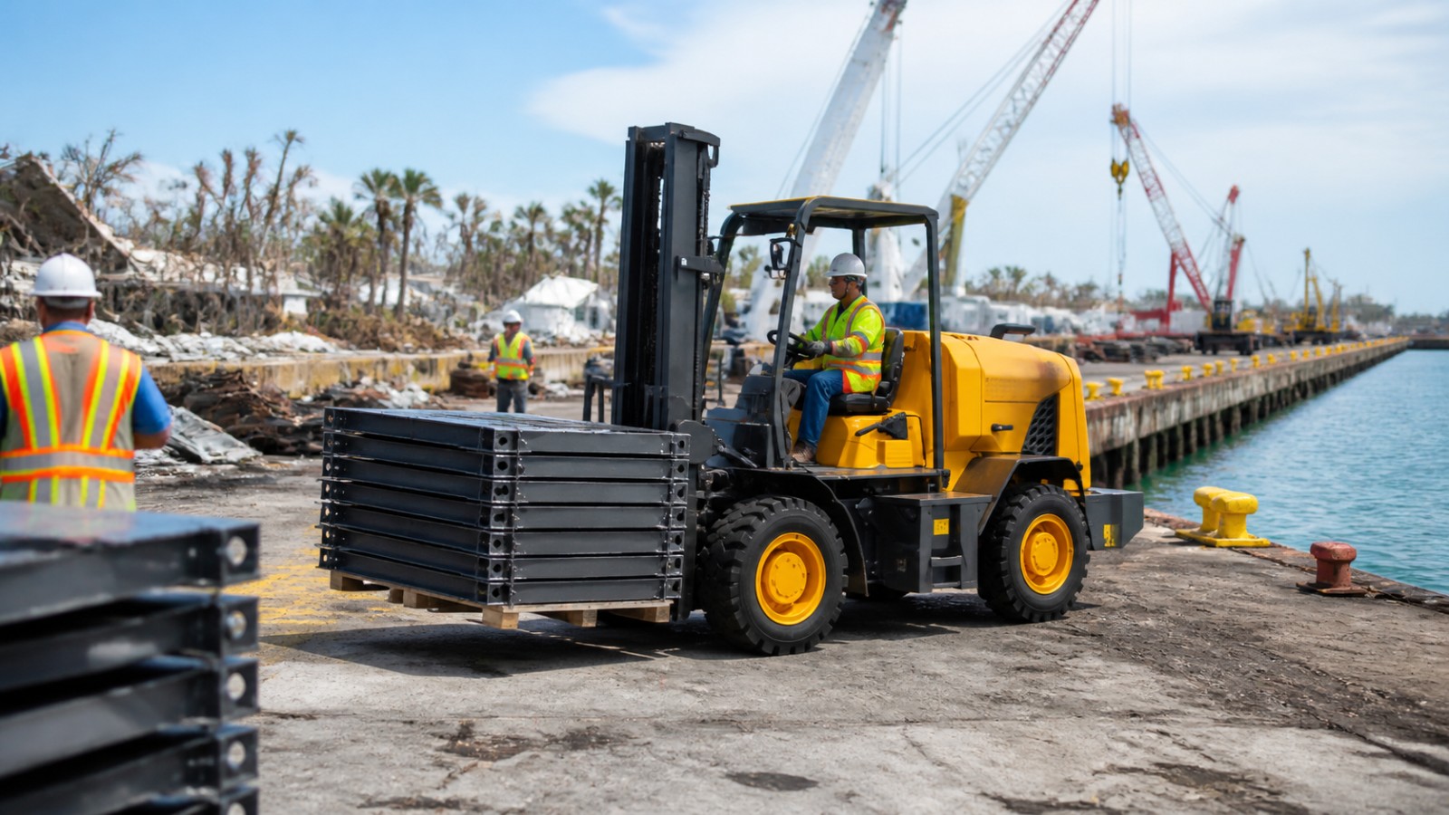 7T off-road forklift operating scene