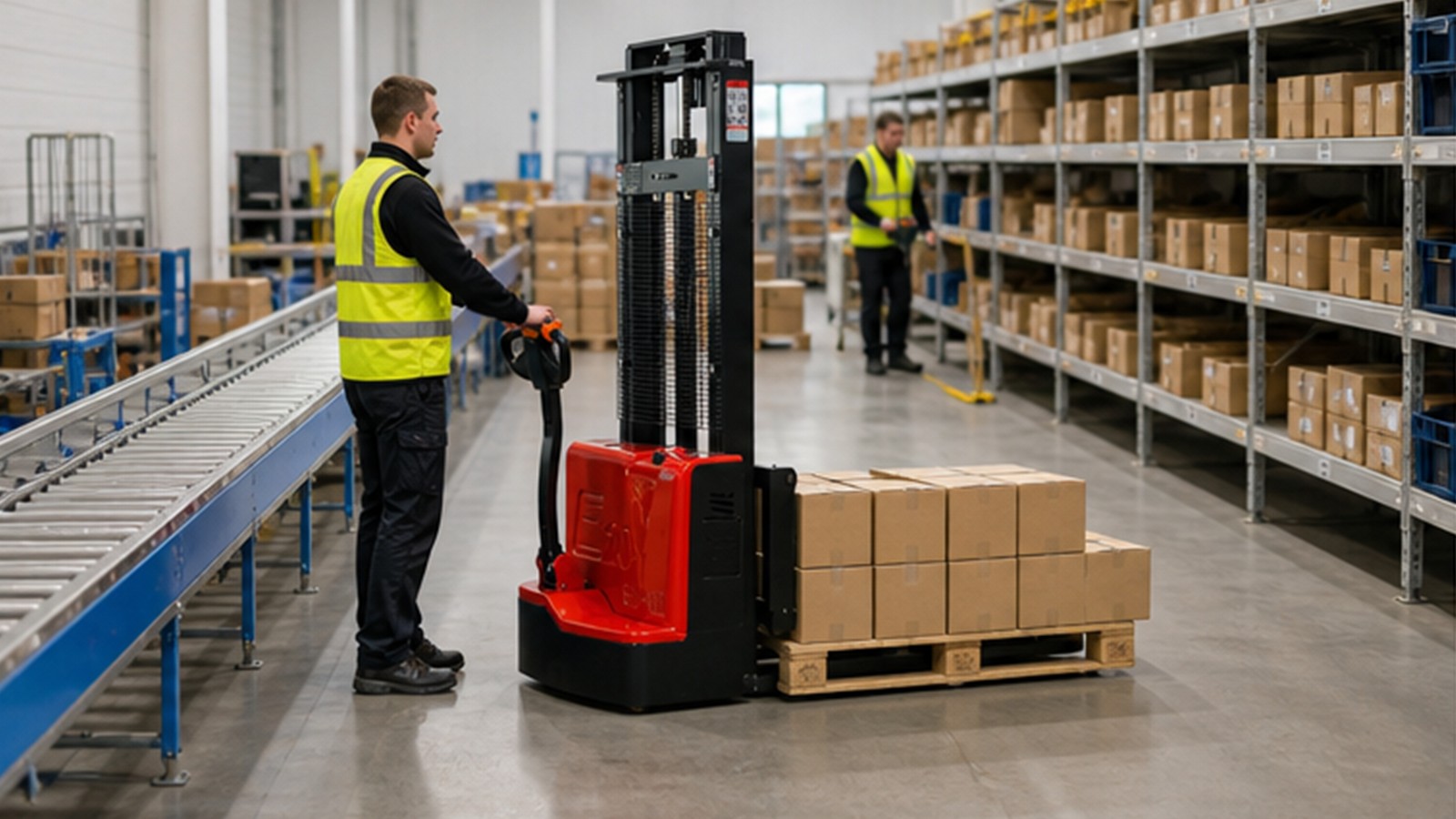 SBD semi-electric pallet stacker application scene