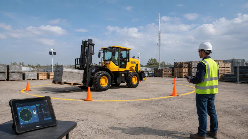 Remote-controlled rough-terrain forklift concept for polar logistics