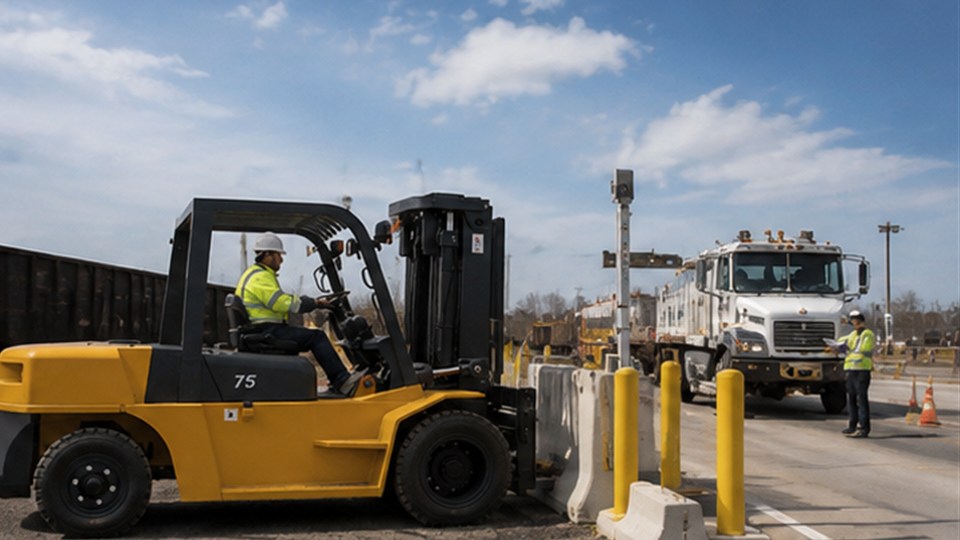 7-ton off-road forklift material handling application