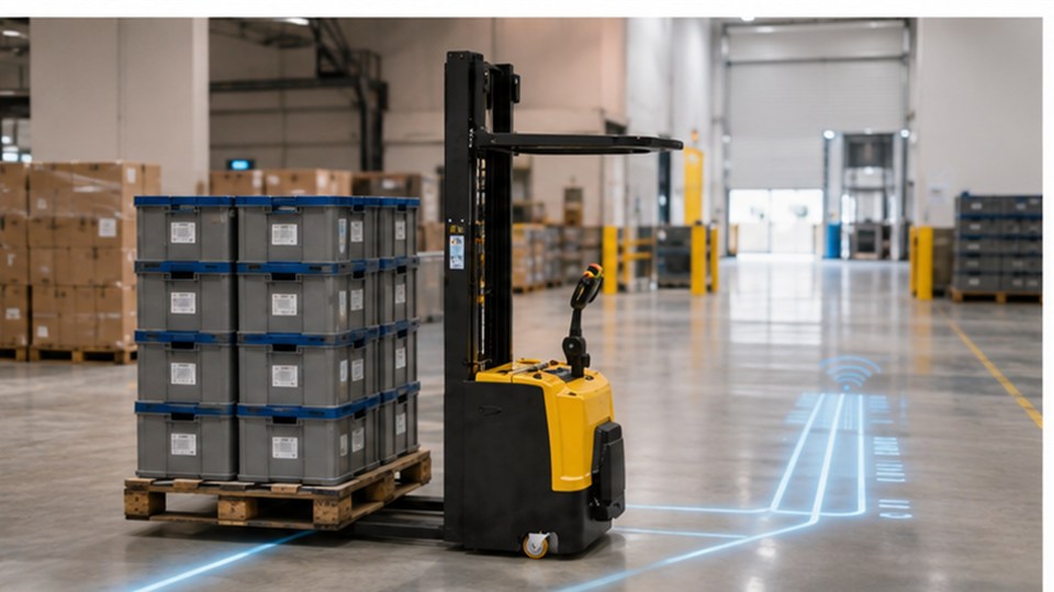 CDD85-R electric pallet stacker material handling application