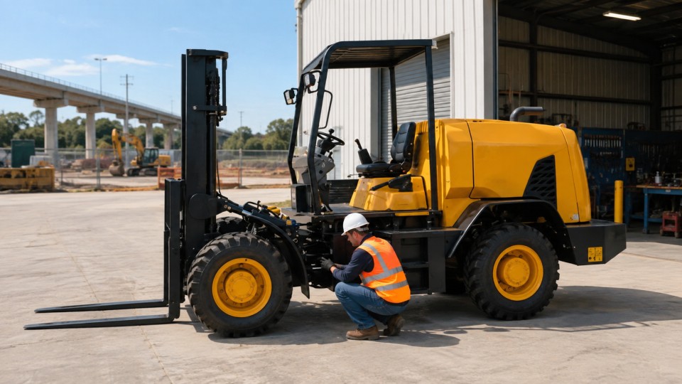 DY26 3-ton off-road forklift material handling application