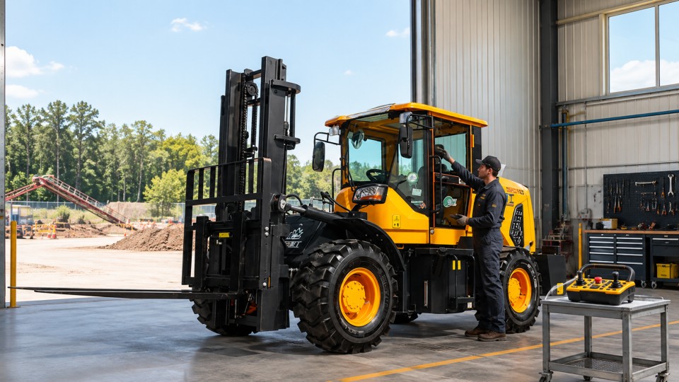 7-ton off-road forklift material handling application