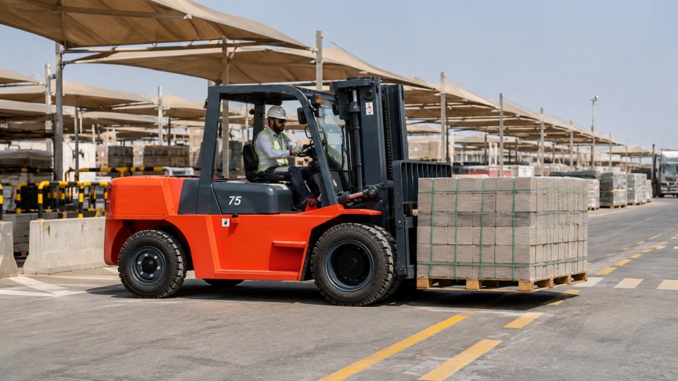 CPC30SY diesel off-road forklift in a September 2026 work scenario