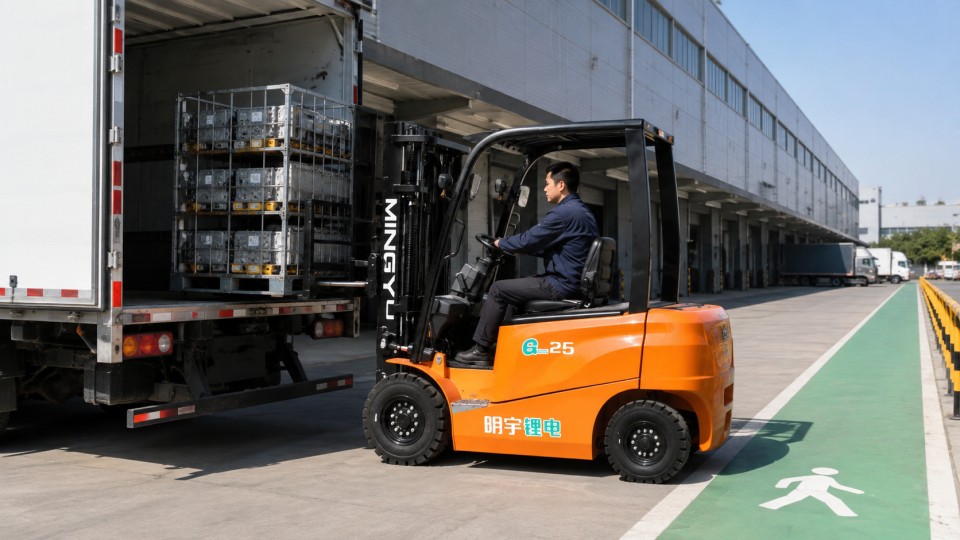 B60 heavy-duty lithium electric forklift in a September 2026 work scenario