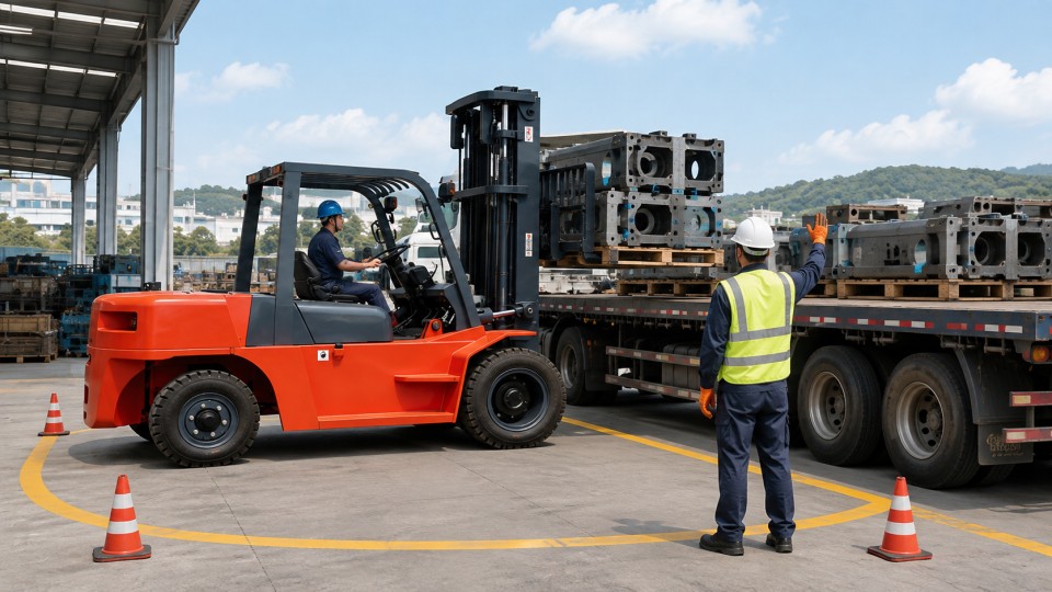 5-ton off-road forklift in a September 2026 work scenario