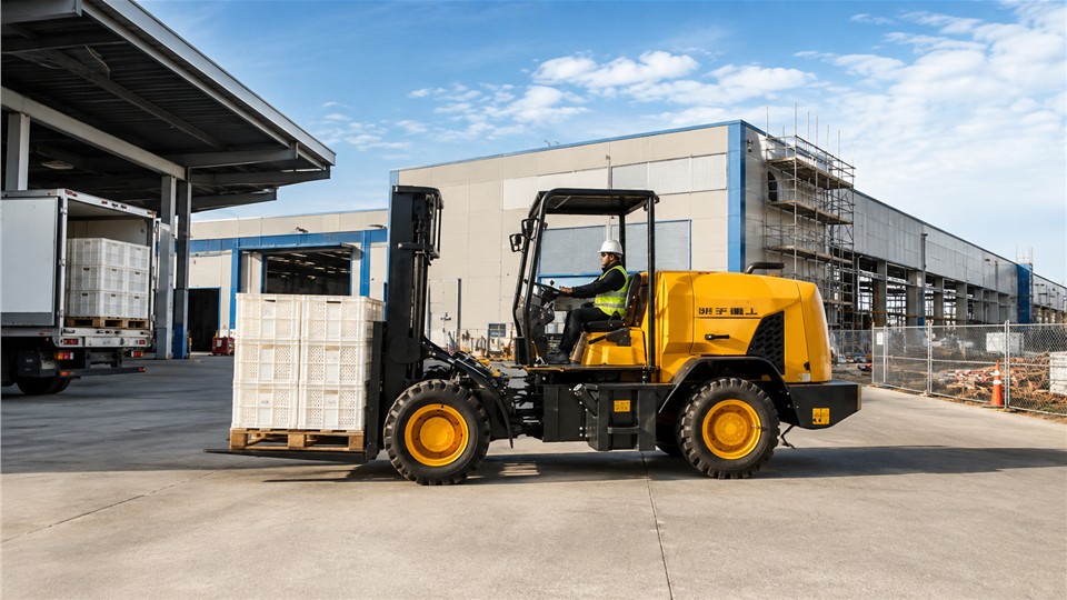CPC30SY off-road forklift material handling application