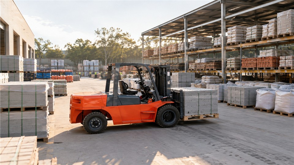 7-ton off-road forklift material handling application