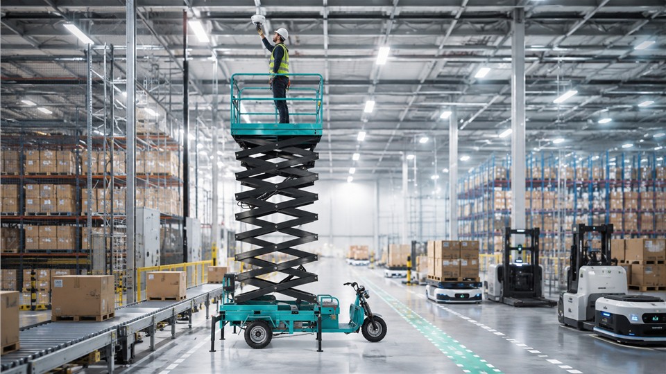 GTJZ3812E-X electric scissor lift in a September 2026 work scenario