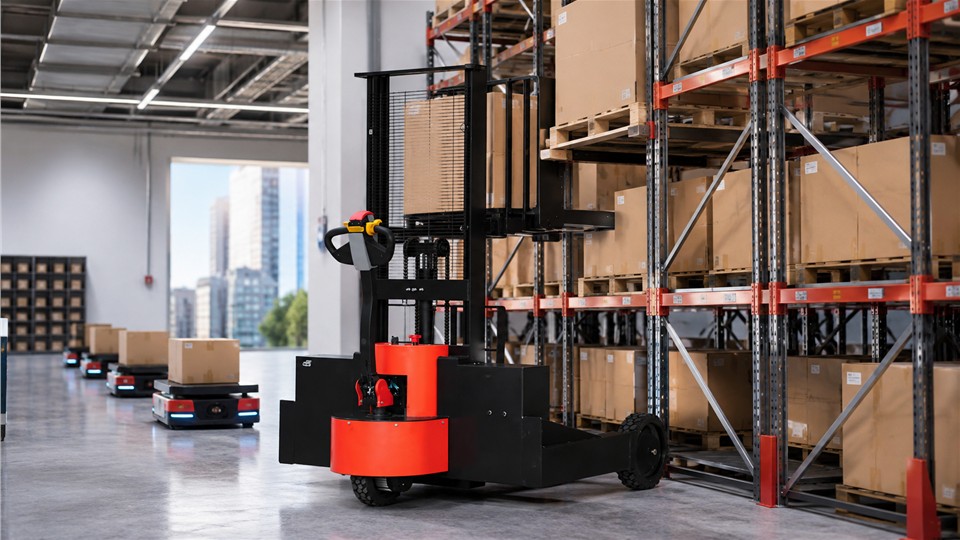 CDD85-R electric pallet stacker material handling application