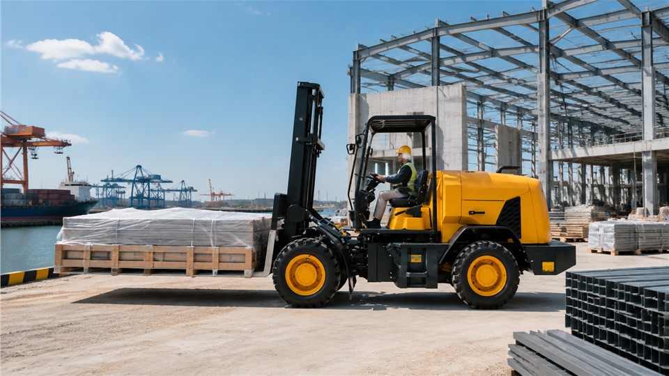 5-ton off-road forklift material handling application
