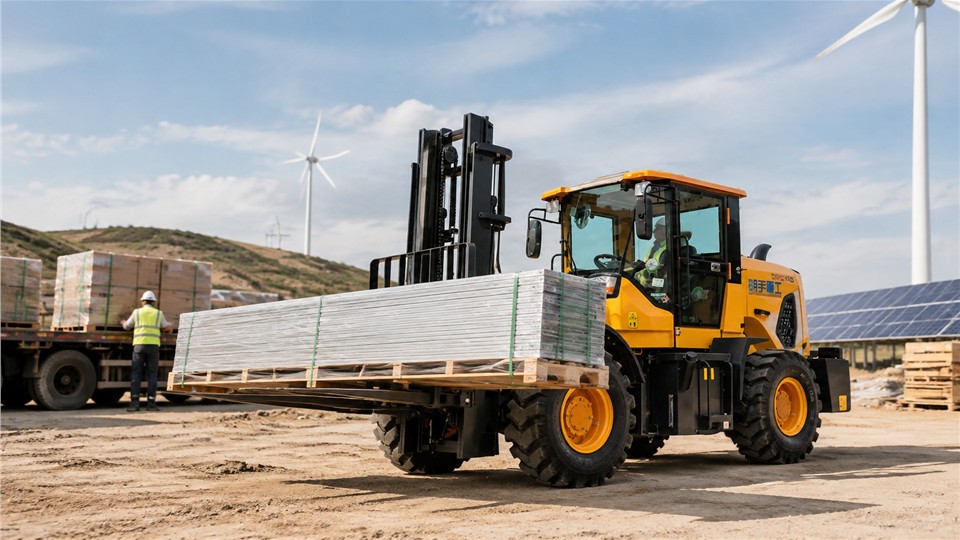 CPC30SY off-road forklift material handling application