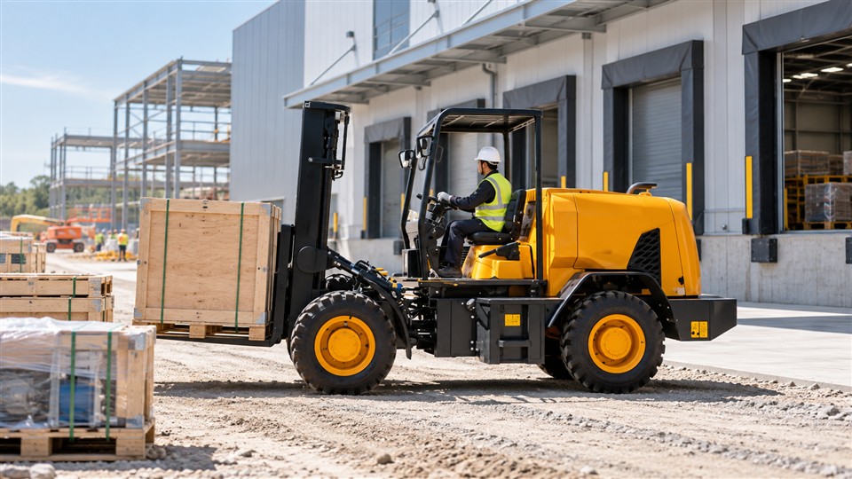 936 3-ton off-road forklift material handling application