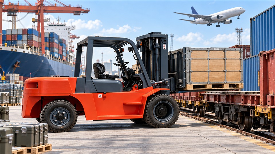 7-ton off-road forklift material handling application