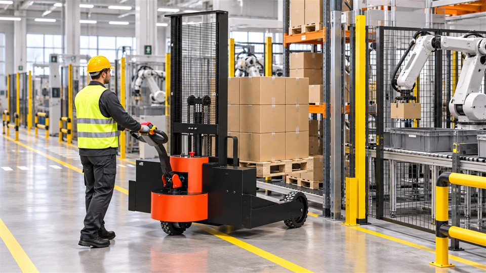 CDD85-R electric pallet stacker in a September 2026 work scenario