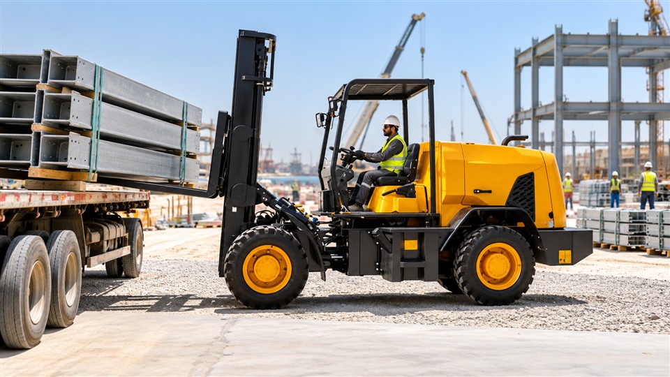 936 3-ton off-road forklift in a September 9, 2026 work scenario