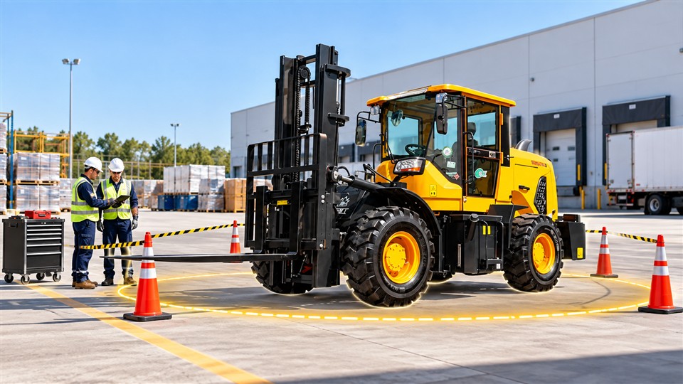 B29 off-road forklift in a September 9, 2026 work scenario