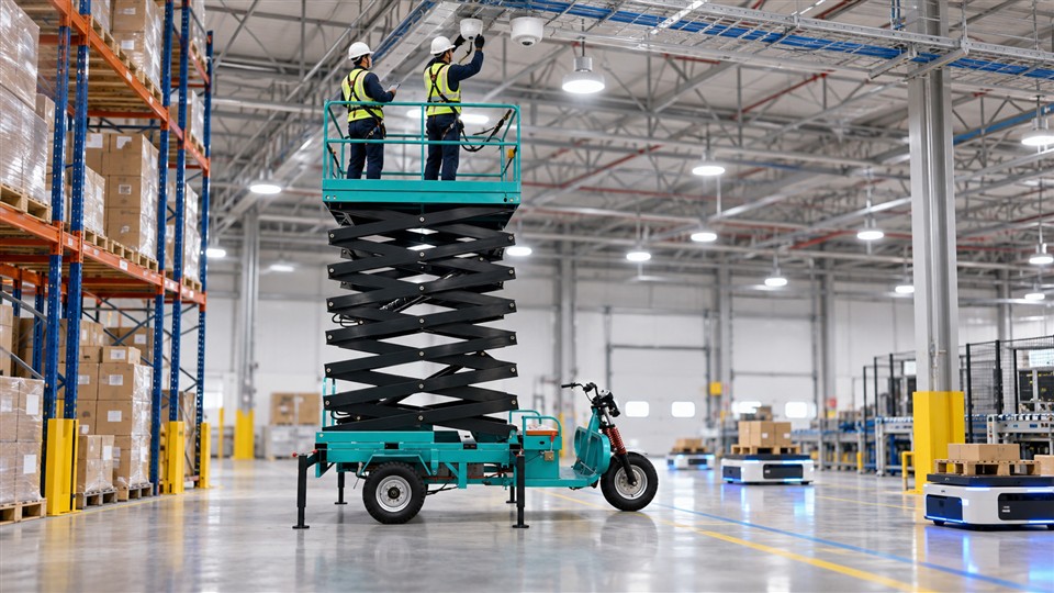 ZG-SPSL1214 self-propelled scissor lift material handling application