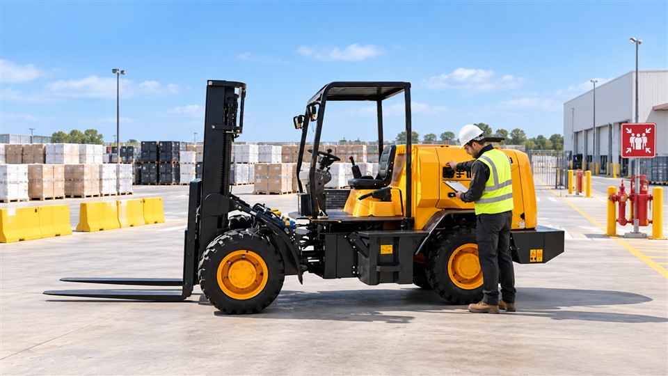 5-ton off-road forklift in a September 9, 2026 work scenario