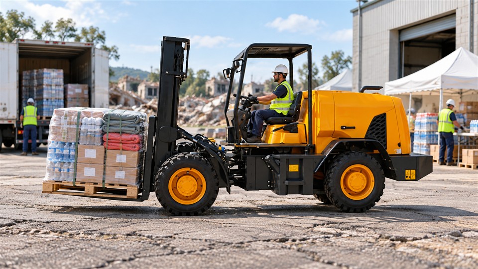 B28 off-road forklift material handling application