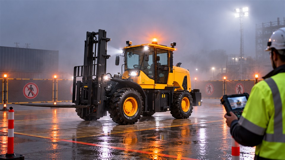 CPC30SY off-road forklift material handling application
