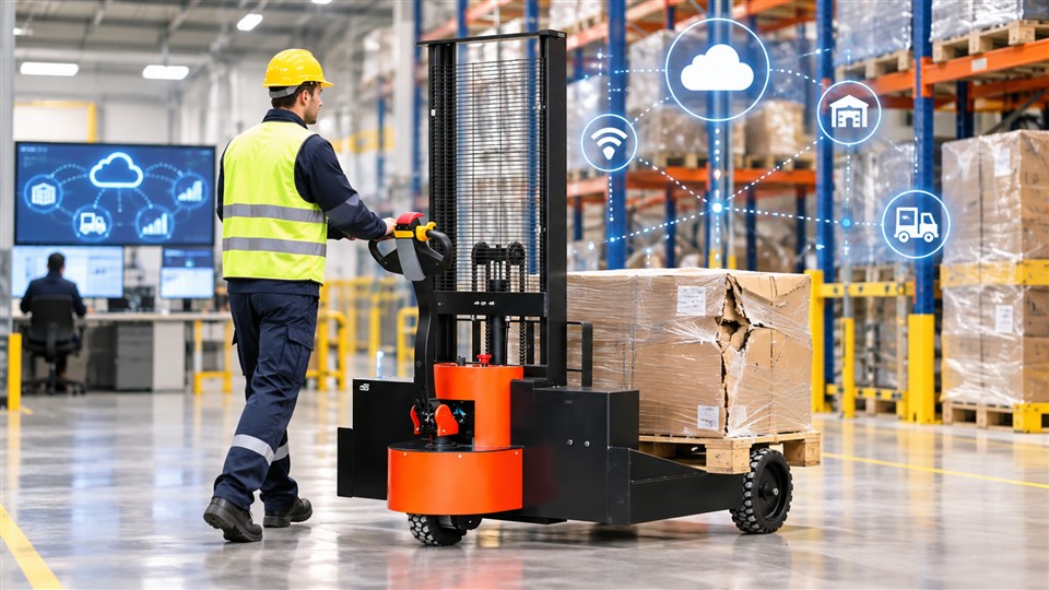 ZG-MYCDDH all-terrain electric pallet stacker material handling application