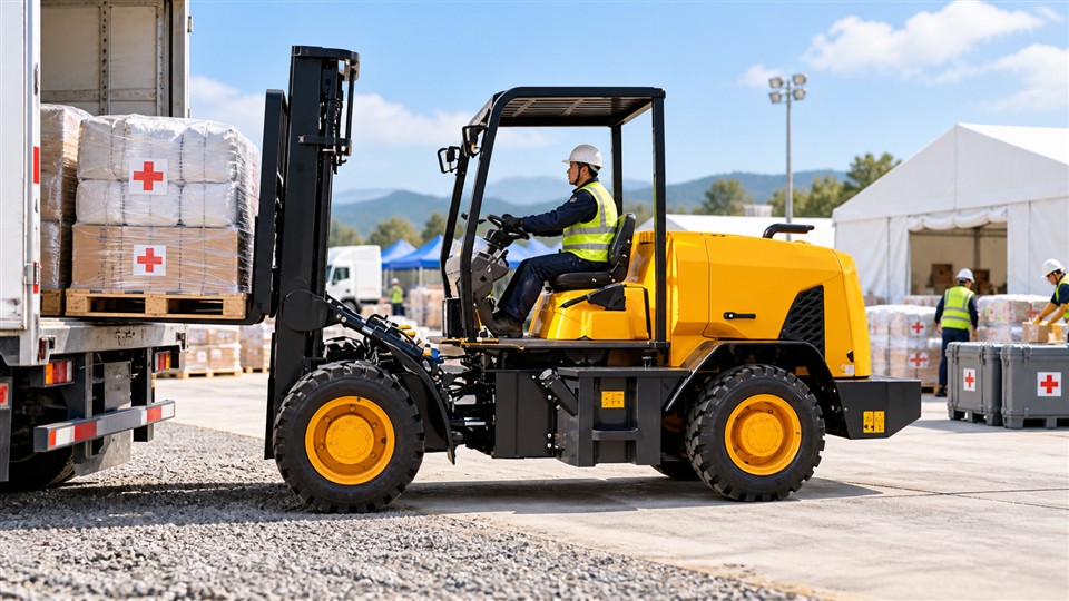 B28 off-road forklift in a September 10, 2026 work scenario